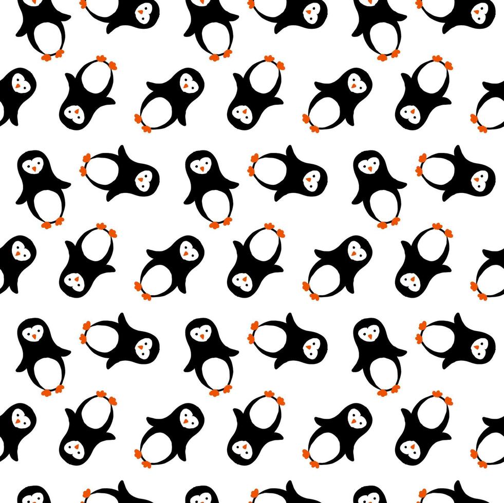 Penguins pattern, illustration, vector on white background.