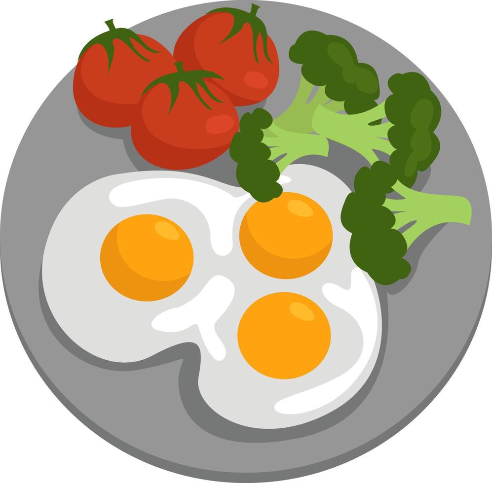 Healthy breakfast, illustration, vector on white background.