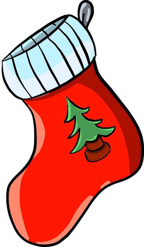 Christmas sock, illustration, vector on white background.