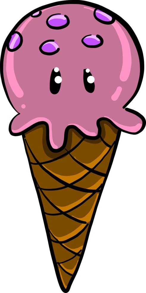 Pink ice cream, illustration, vector on white background