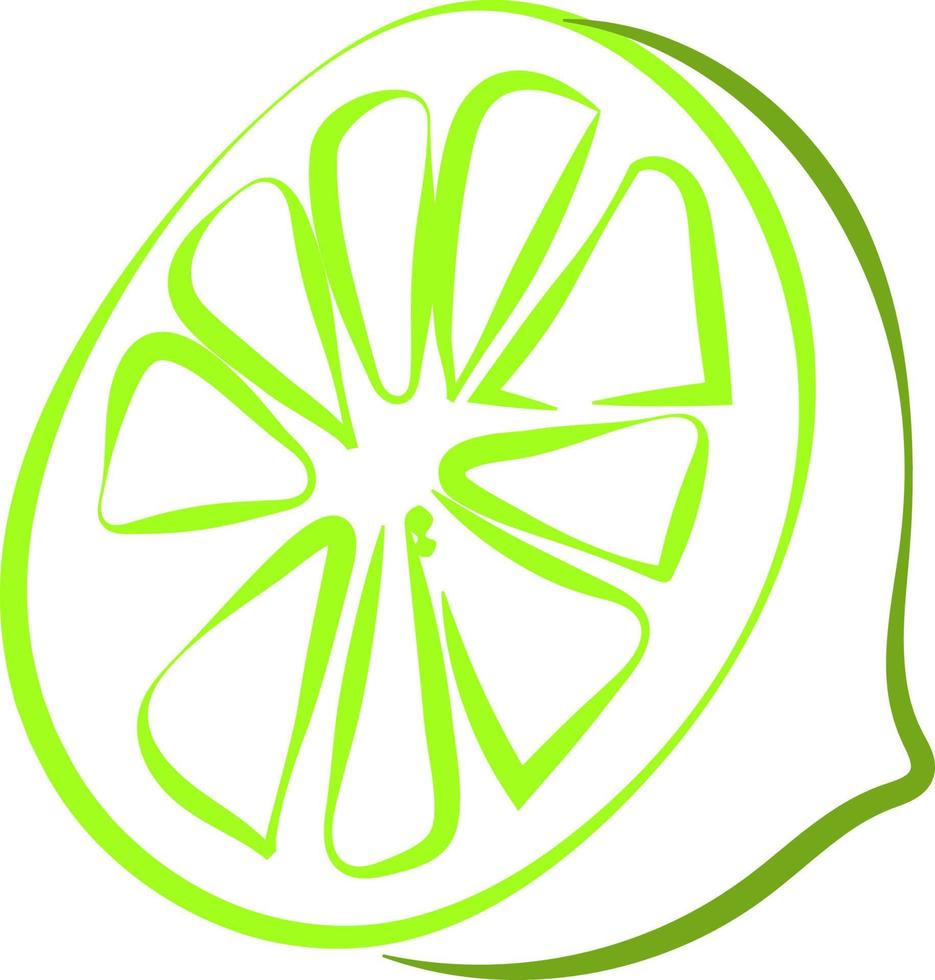 Green lime drawing, illustration, vector on white background.