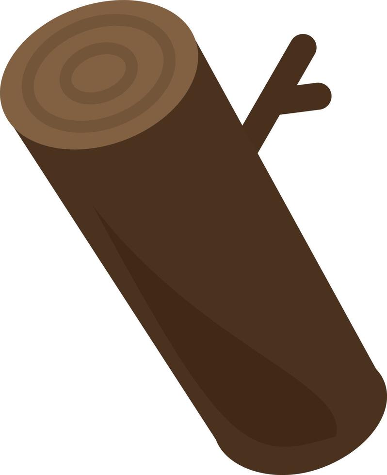 Wooden log, illustration, vector on white background.