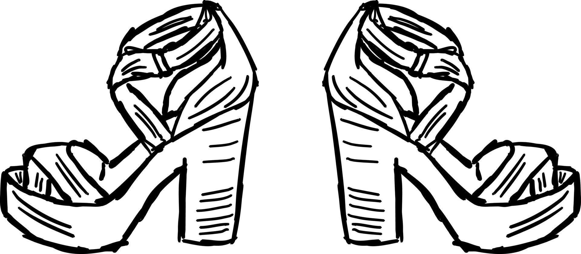 Womans shoes sketch, illustration, vector on white background.