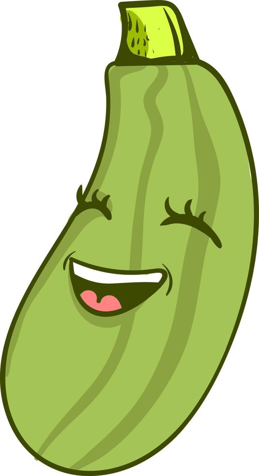Happy zucchini, illustration, vector on white background