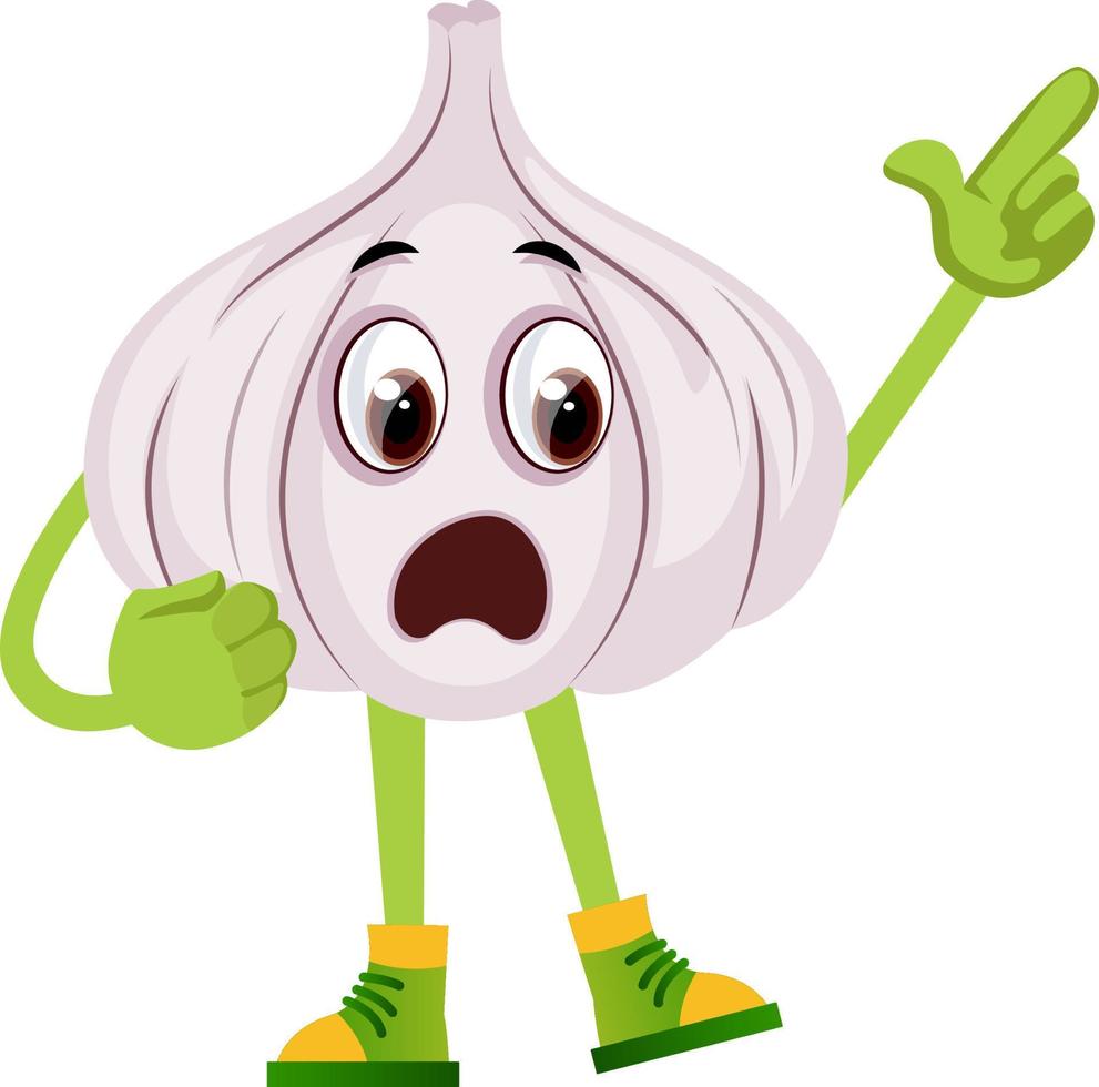 Garlic is shocked, illustration, vector on white background.