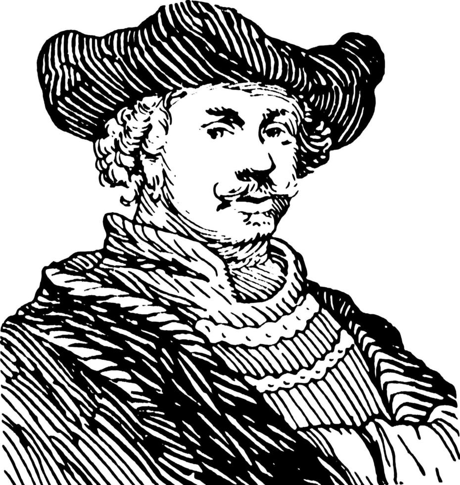 rembrandt van rhyn, ilustración de la vendimia vector