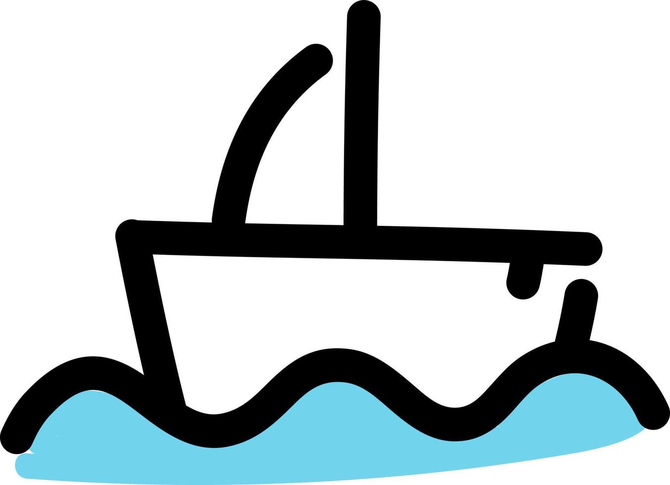 Ship on a waves, illustration, vector on a white background