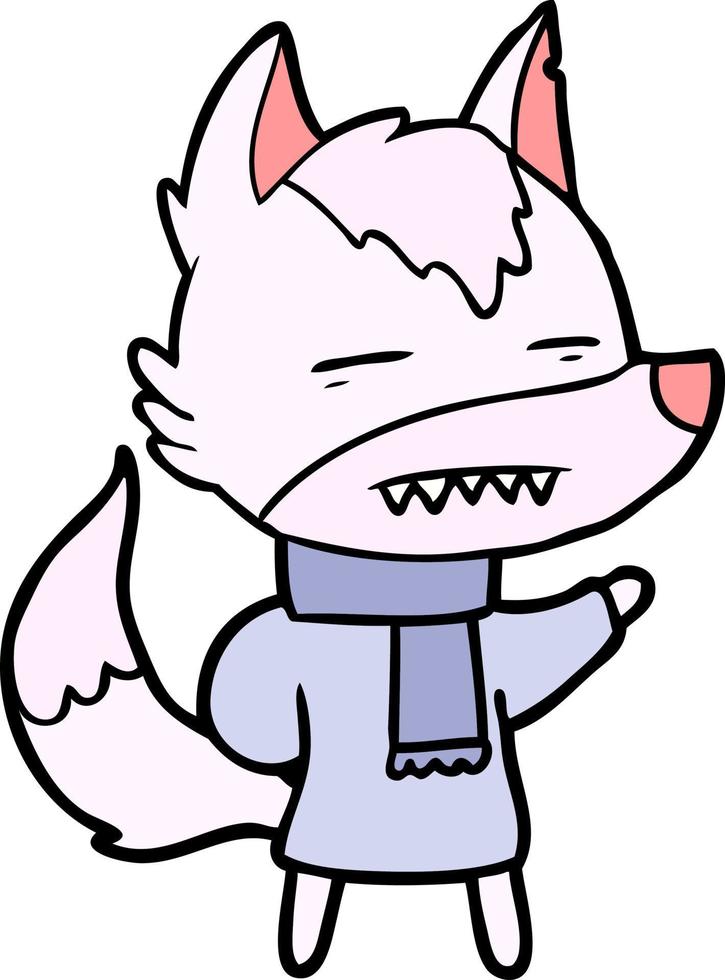 personaje de lobo vectorial en estilo de dibujos animados vector