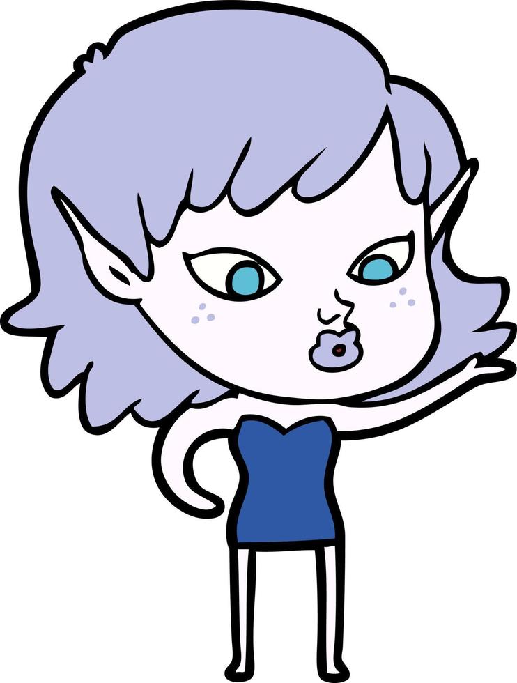 personaje de niña elfa vectorial en estilo de dibujos animados vector