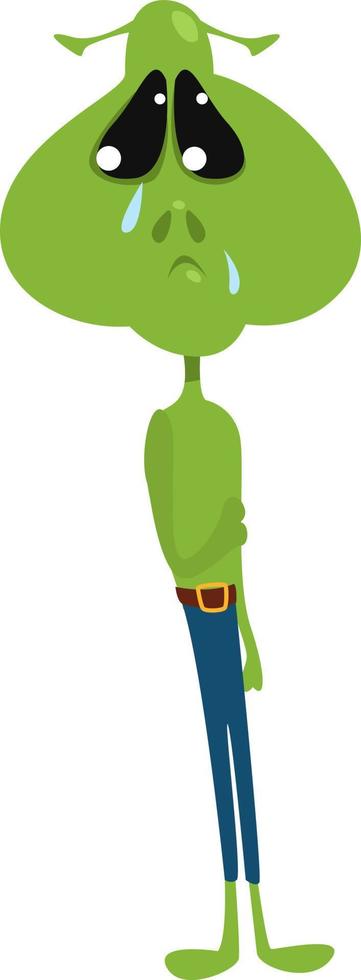 Sad alien , illustration, vector on white background