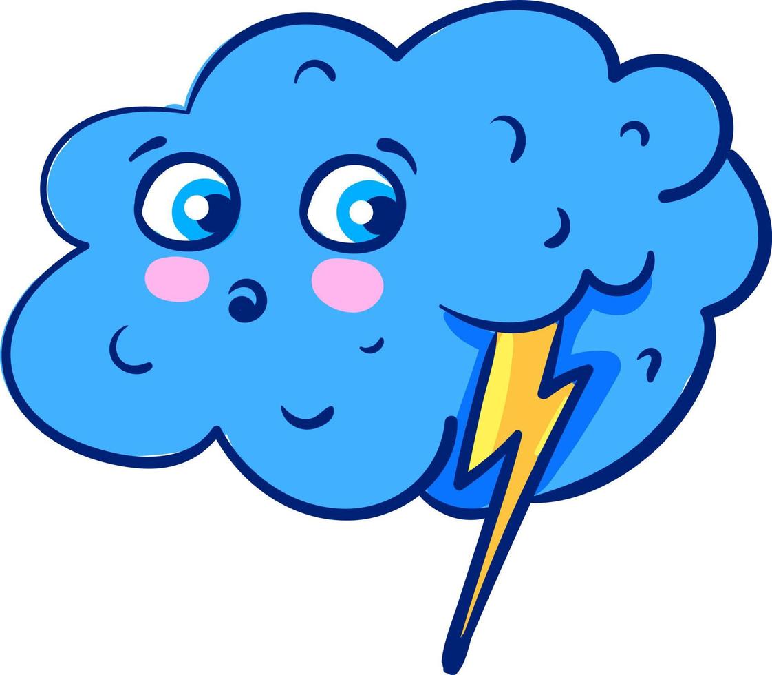 Scared cloud, illustration, vector on white background