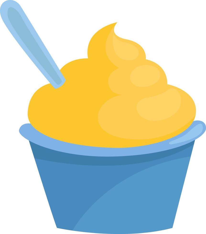 Yellow ice cream in a cup, illustration, vector on a white background.