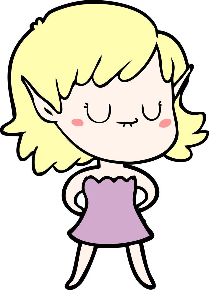 personaje de niña elfa vectorial en estilo de dibujos animados vector