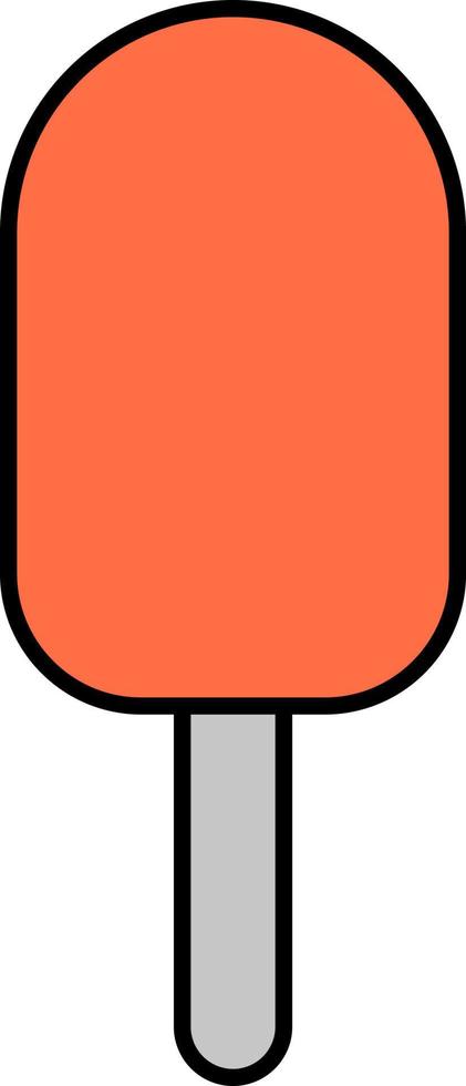 Strawberry ice cream on a stick, illustration, vector on white background.