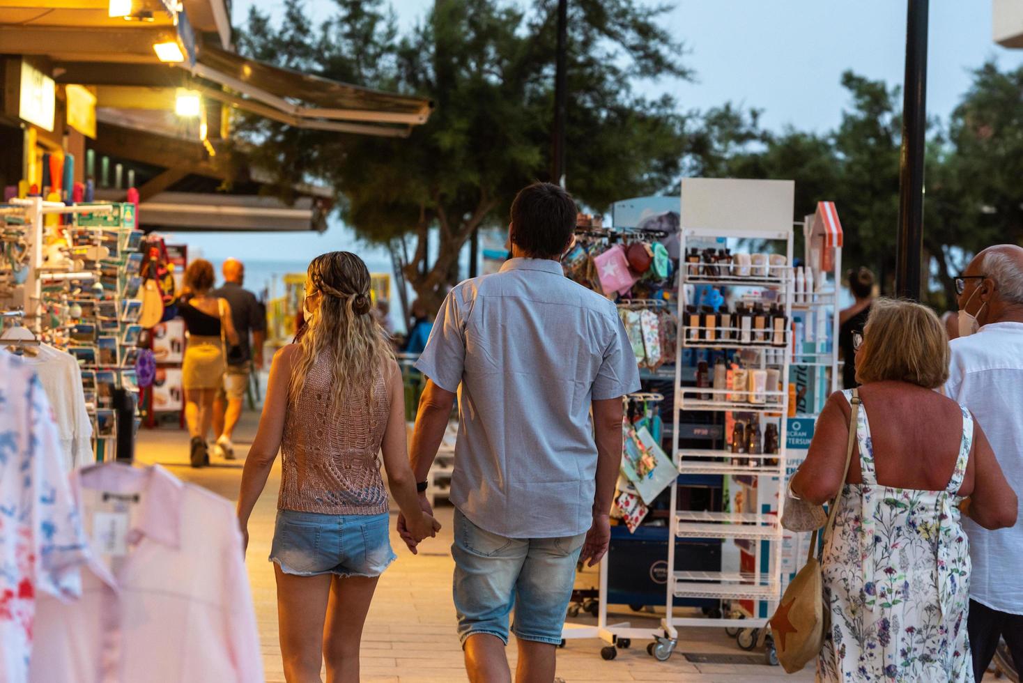 People enjoying summer in Formentera in times of covid19 in 2021. photo