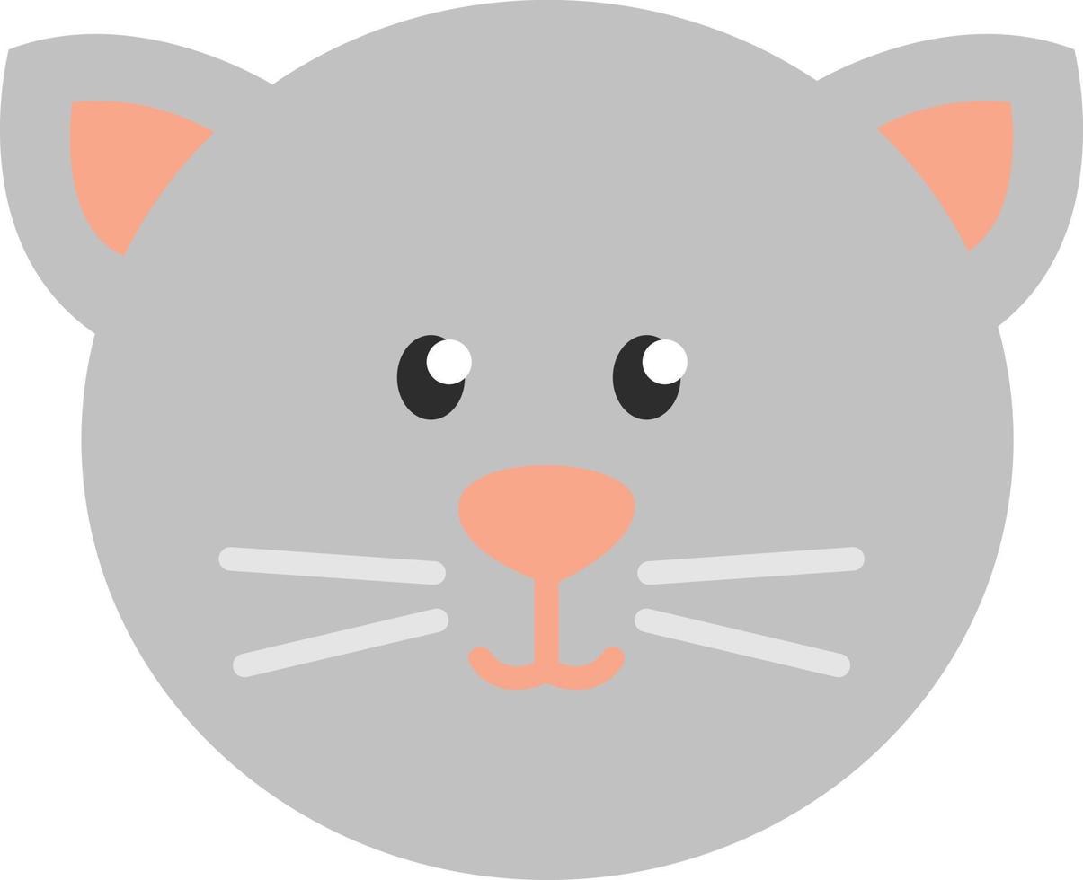 Grey cat head, illustration, vector on a white background.