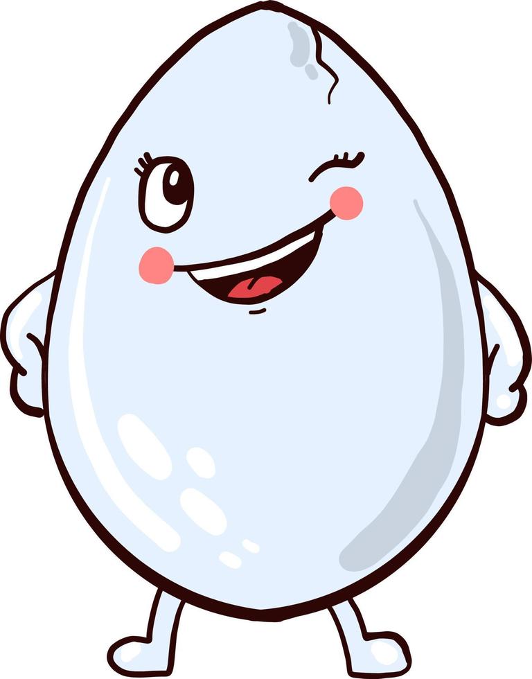 Cracked egg winking, illustration, vector on white background.
