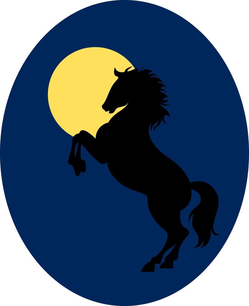 Horse on moonlight, illustration, vector on white background.