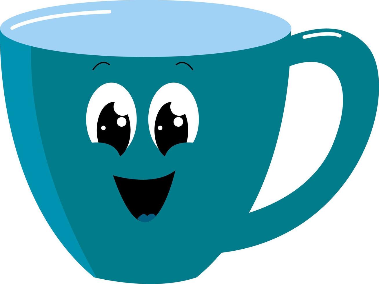 Happy blue cup, illustration, vector on white background.