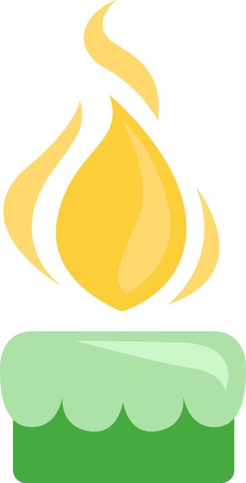 Green candle, illustration, vector on a white background.