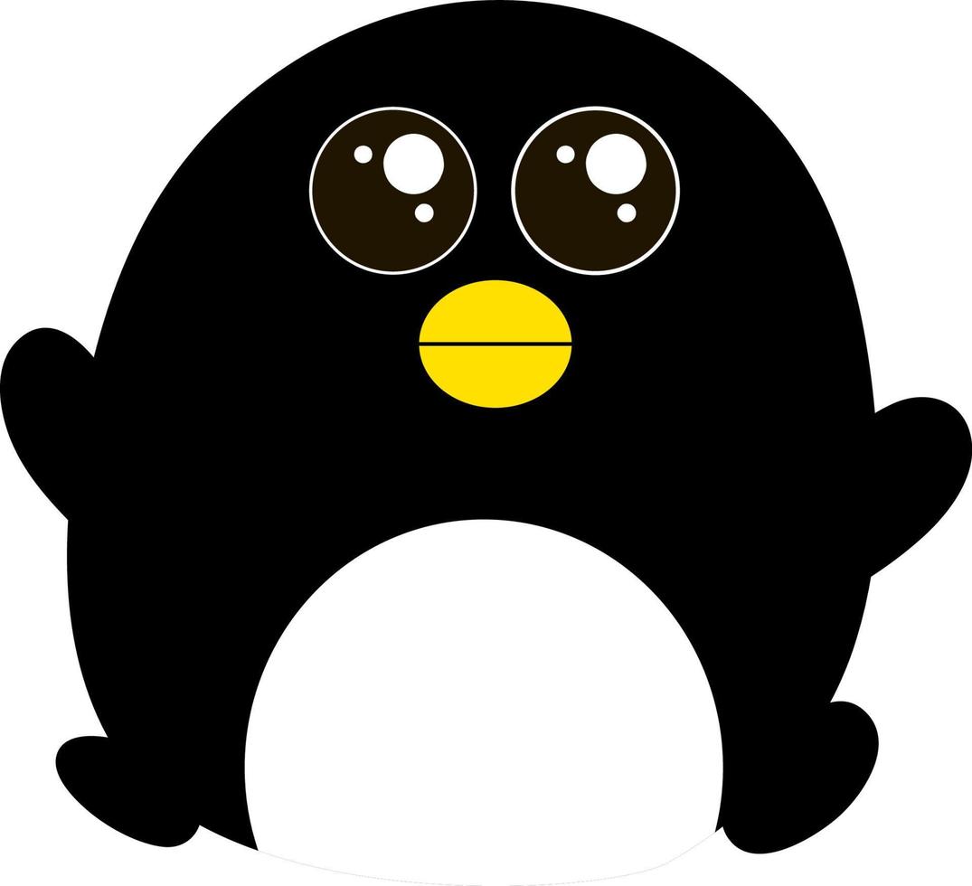 Cute sad penguin, illustration, vector on white background.