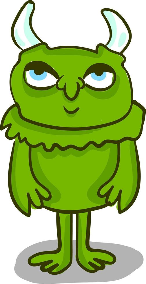 A green monster with big eyes, vector or color illustration.