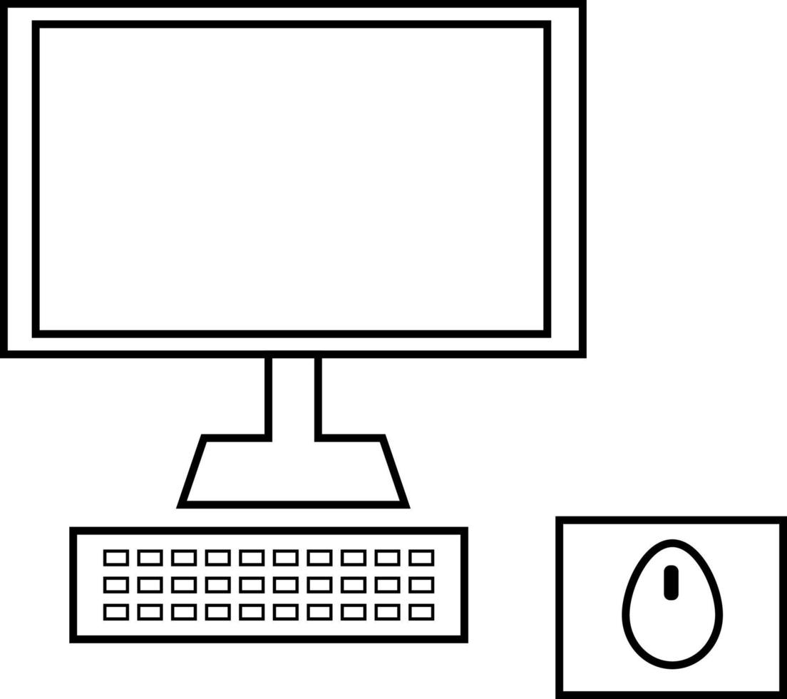 Office computer, icon illustration, vector on white background