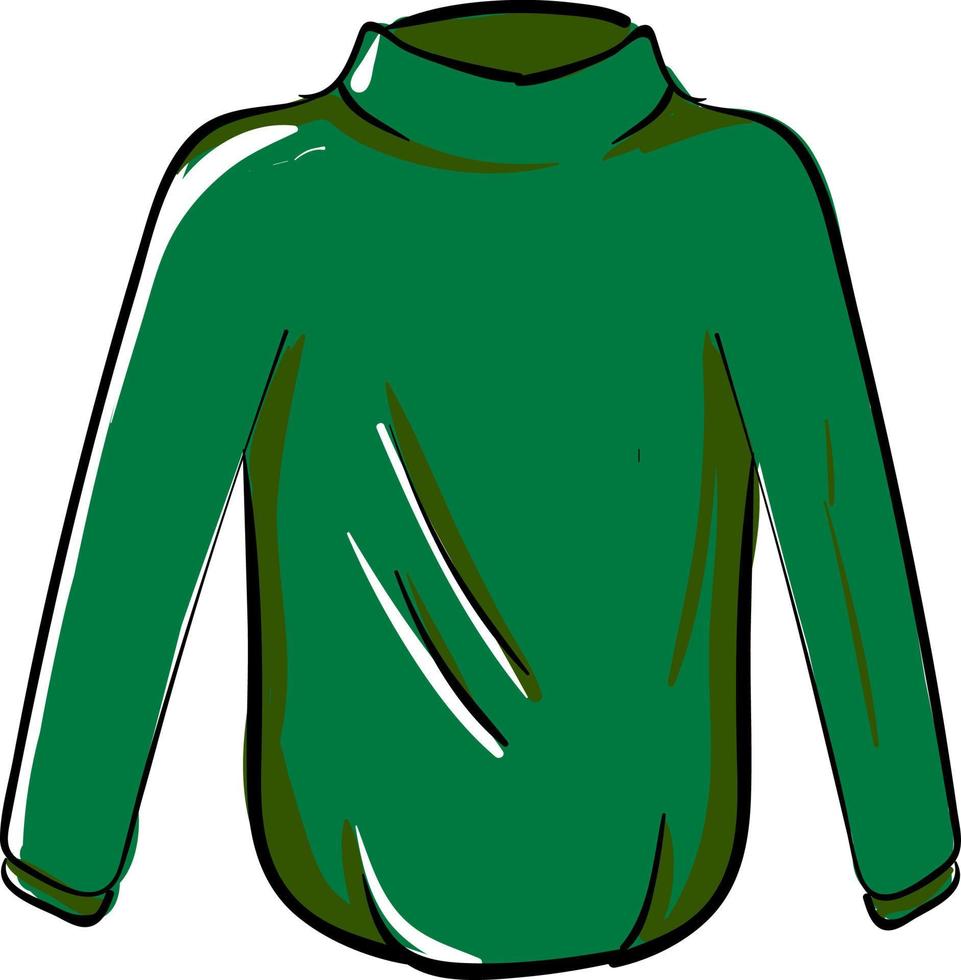 Green sweater, illustration, vector on white background.