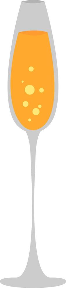 Glass of champange, illustration, vector on white background.