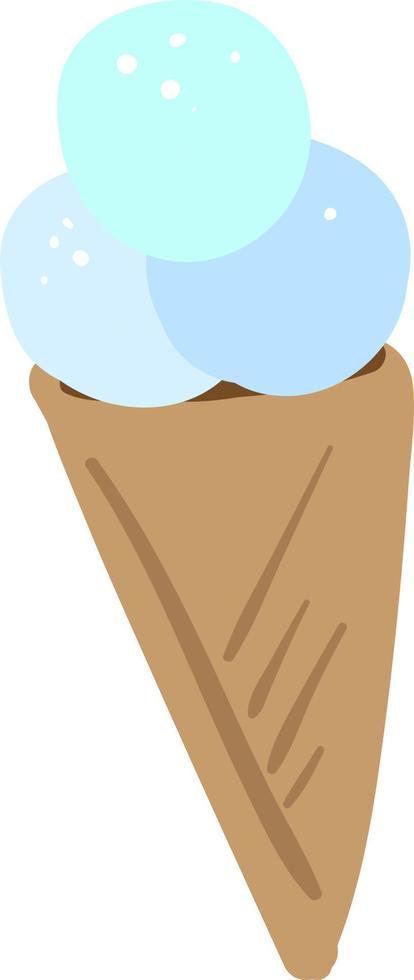 Helado azul, ilustración, vector sobre fondo blanco.