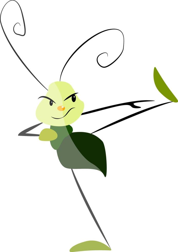 Green dragonfly, illustration, vector on white background.