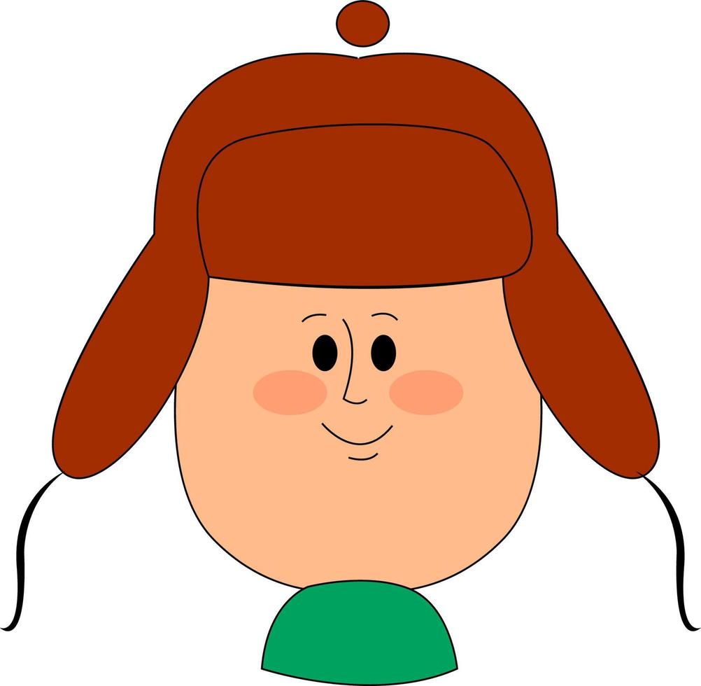 Cute boy wearing a russian hat, illustration, vector on white background.