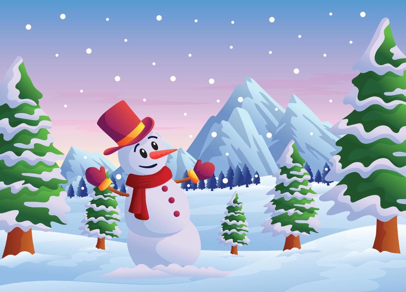 Snowman Winter Mountain Ice Background vector