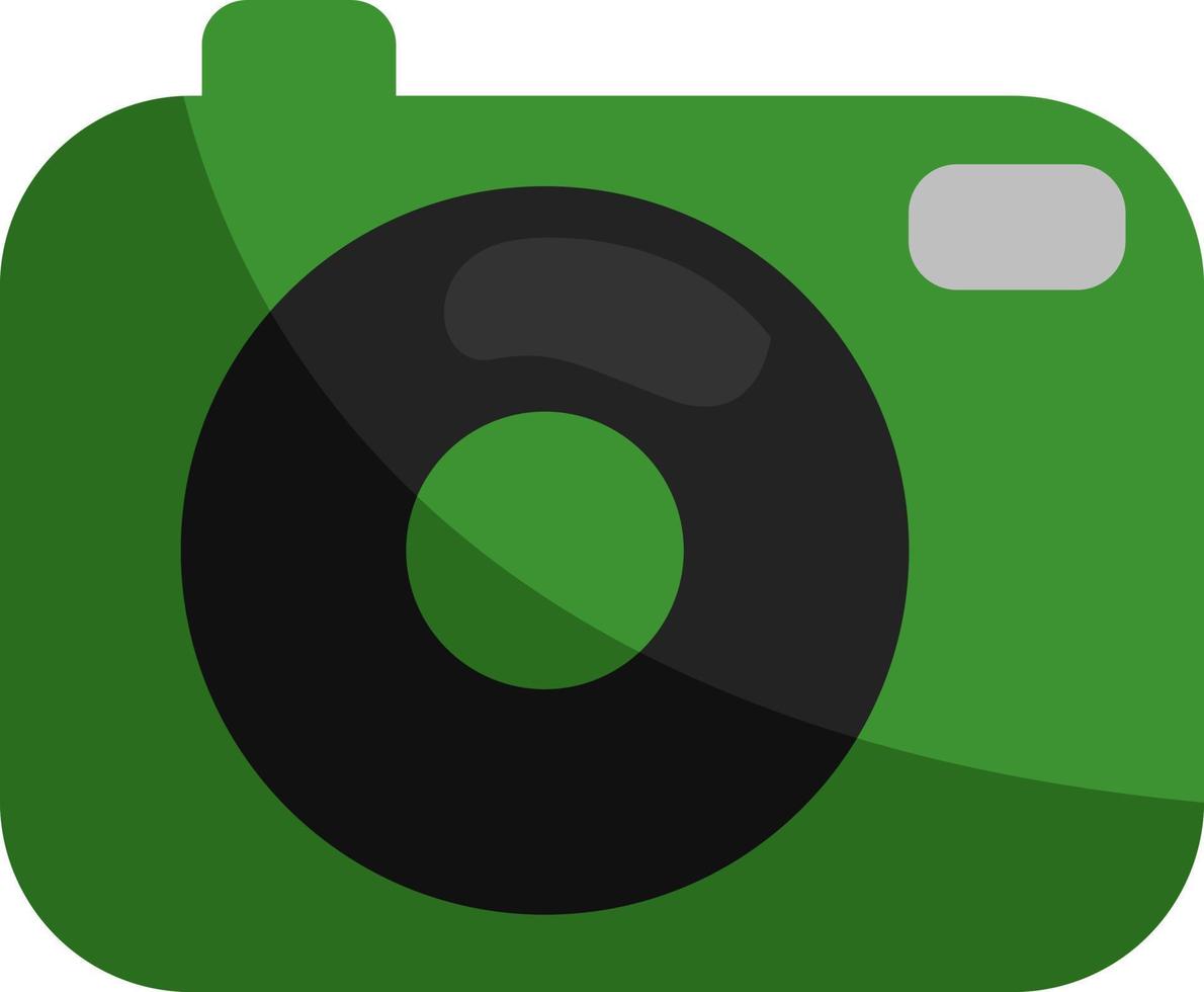 Green movie camera, illustration, vector on a white background.