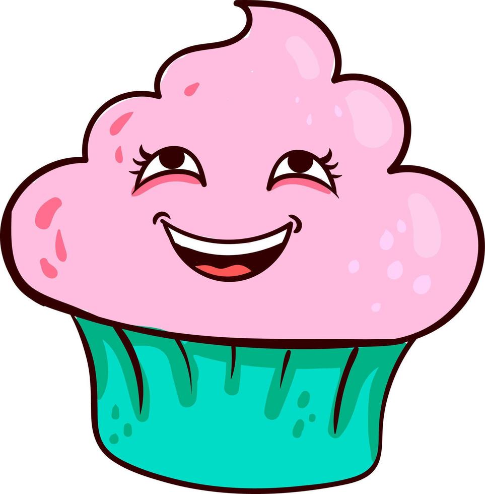 Pink cupcake, illustration, vector on white background