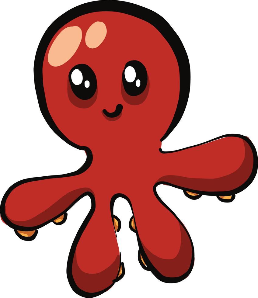 Friendly red squid, illustration, vector on a white background.