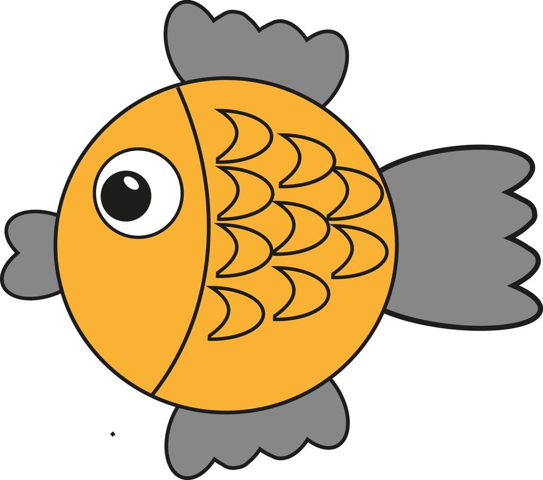 Yellow fish, illustration, vector on a white background.