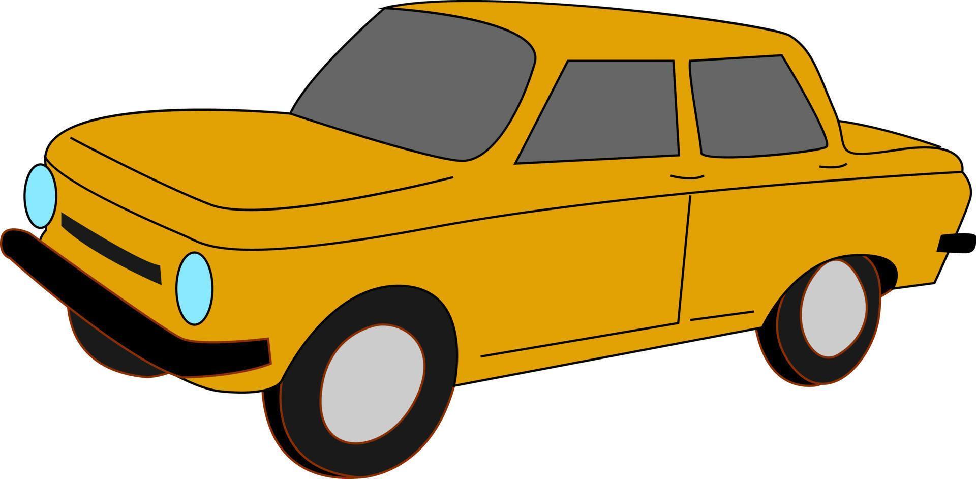 Yellow car, illustration, vector on white background.