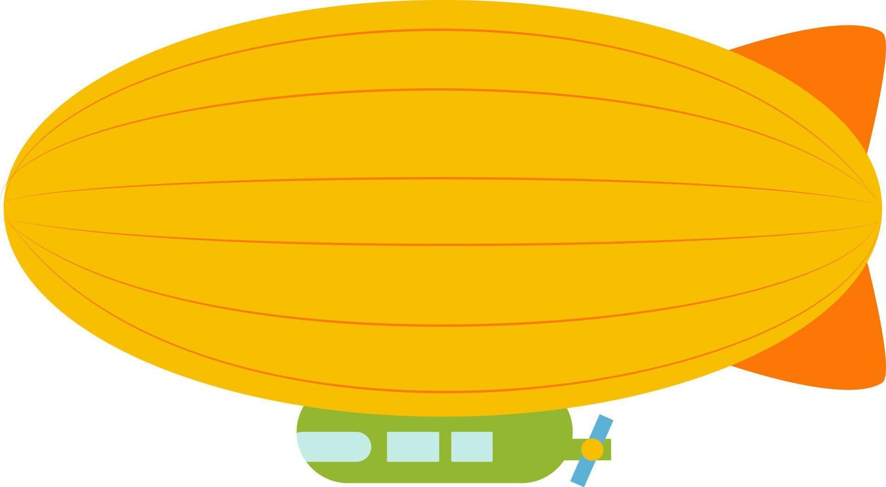Yellow airship, illustration, vector on white background.