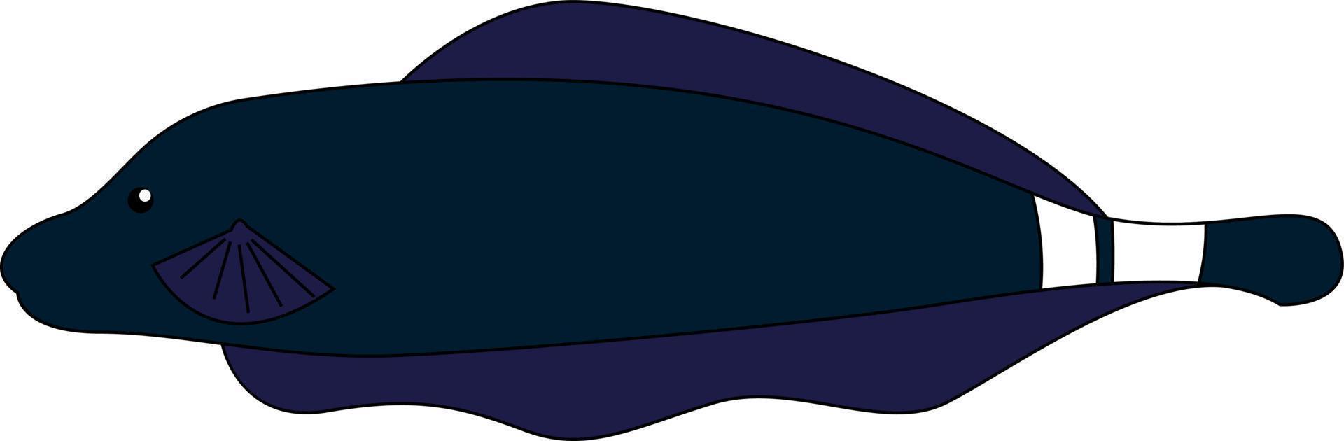 Big black ghost knifefish, illustration, vector on white background.