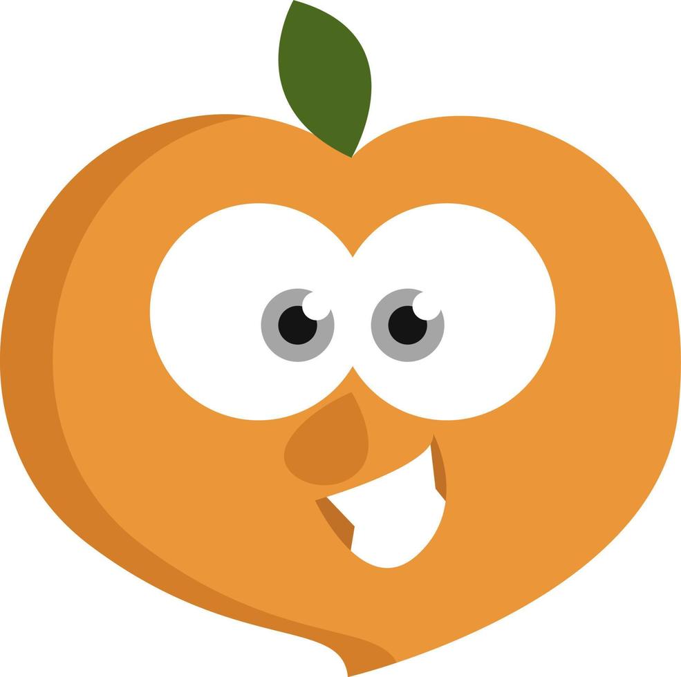 Peach with eyes, illustration, vector on a white background.