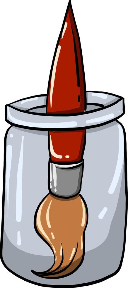 Brush in the jar, illustration, vector on white background