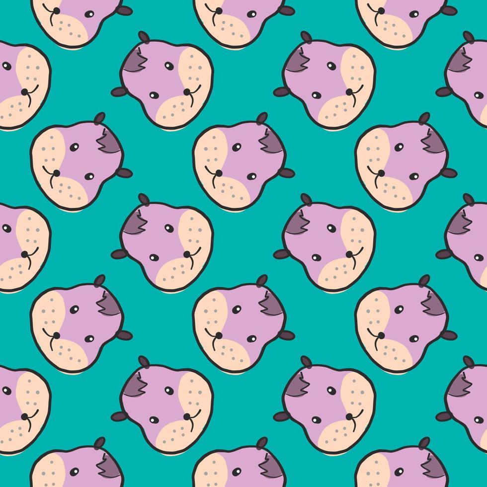 Cute hamster head ,seamless pattern on bluebackground. vector