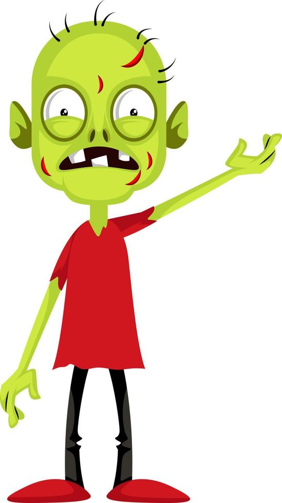 Angry zombie, illustration, vector on white background.