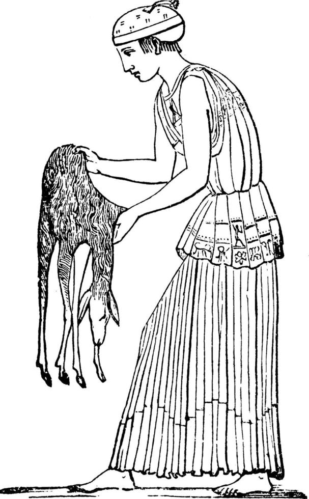 Priestess of Bacchus vintage illustration. vector