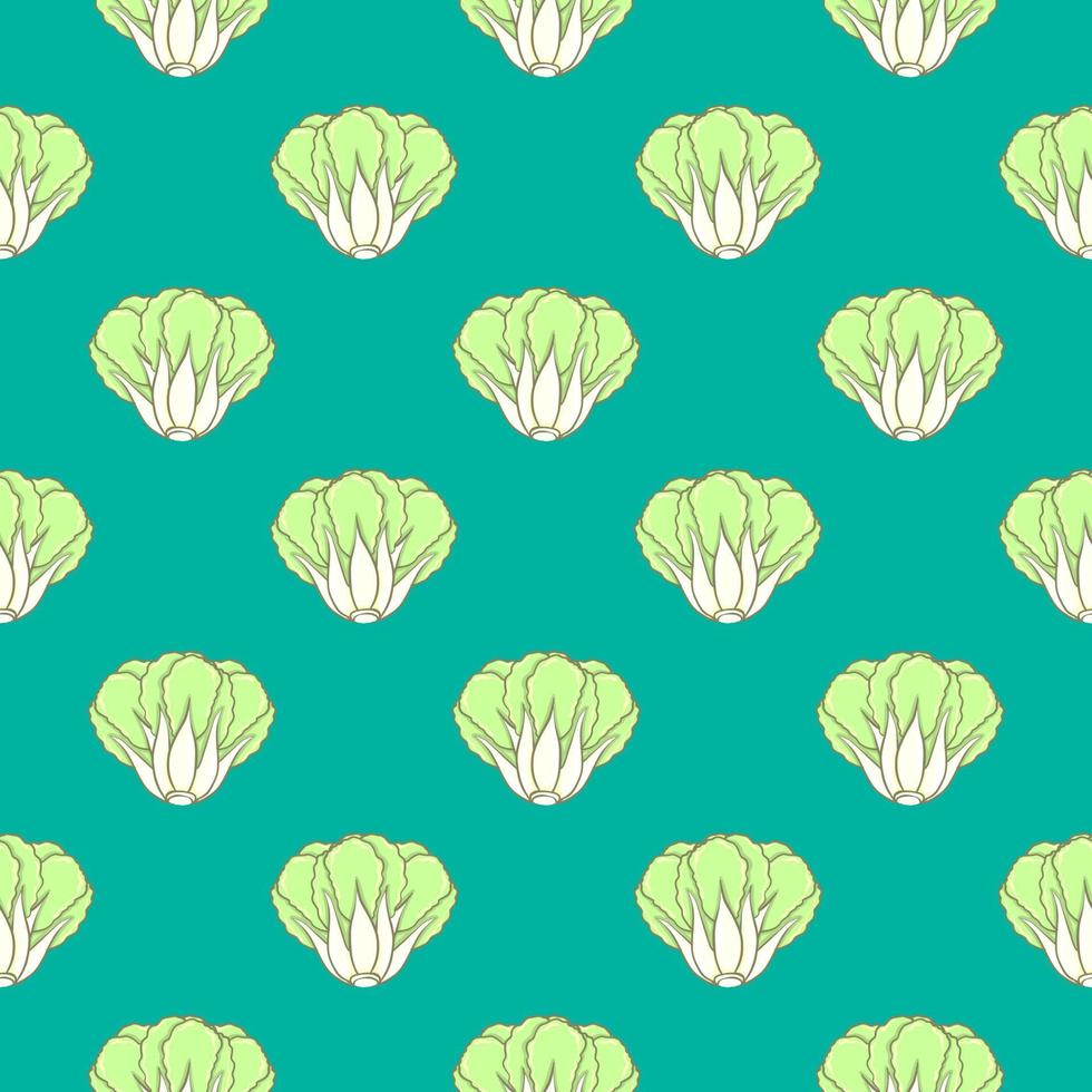 Green salad , seamless pattern on a green background. vector