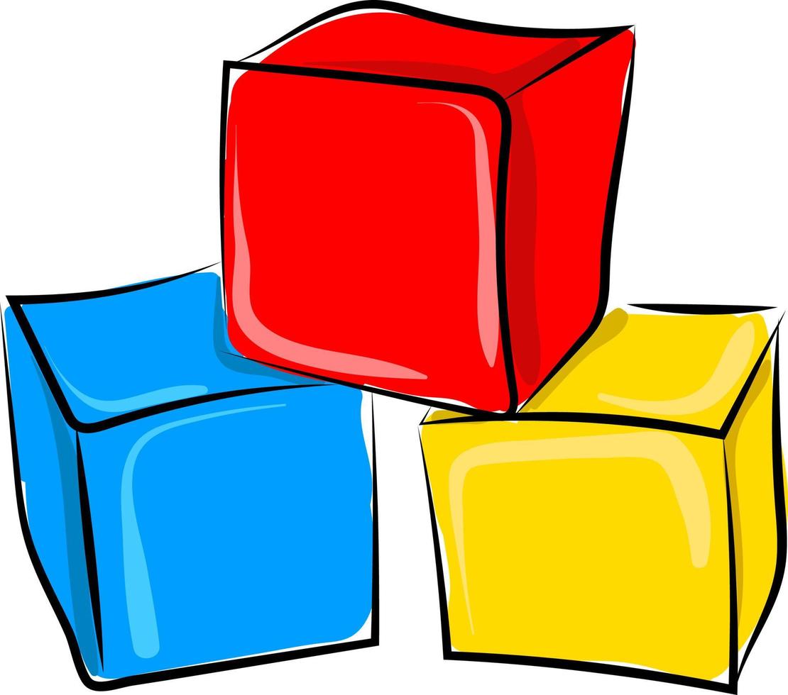 Boxes toy, illustration, vector on white background.