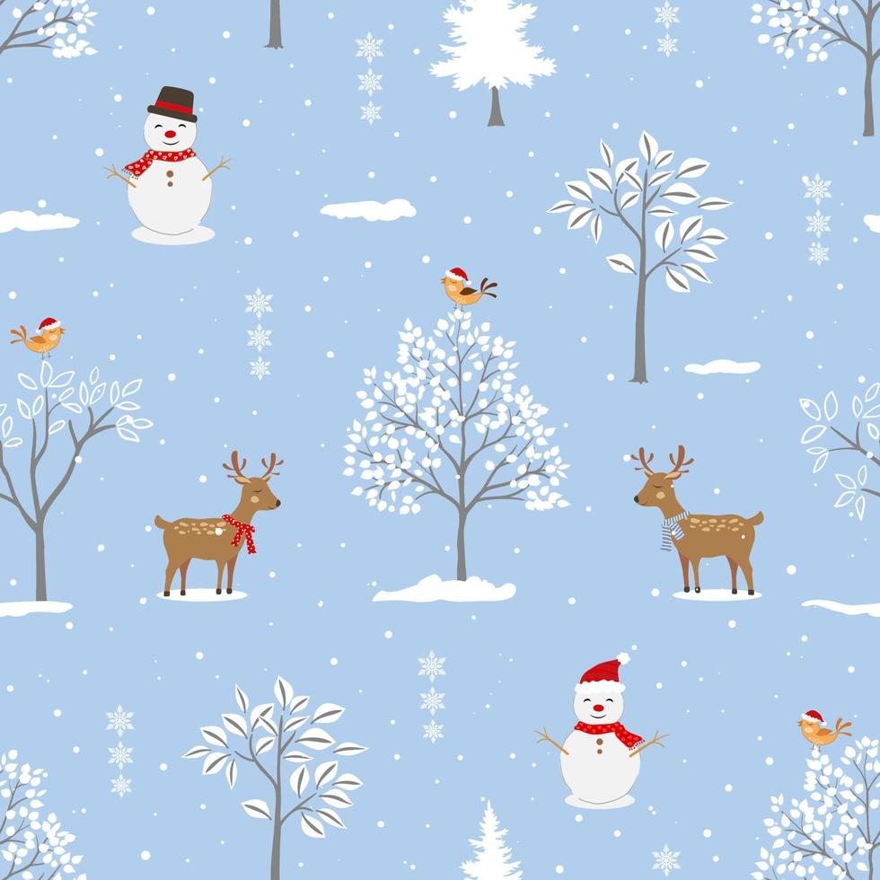 Winter holiday seamless pattern on soft blue background for Christmas or new year decorative vector