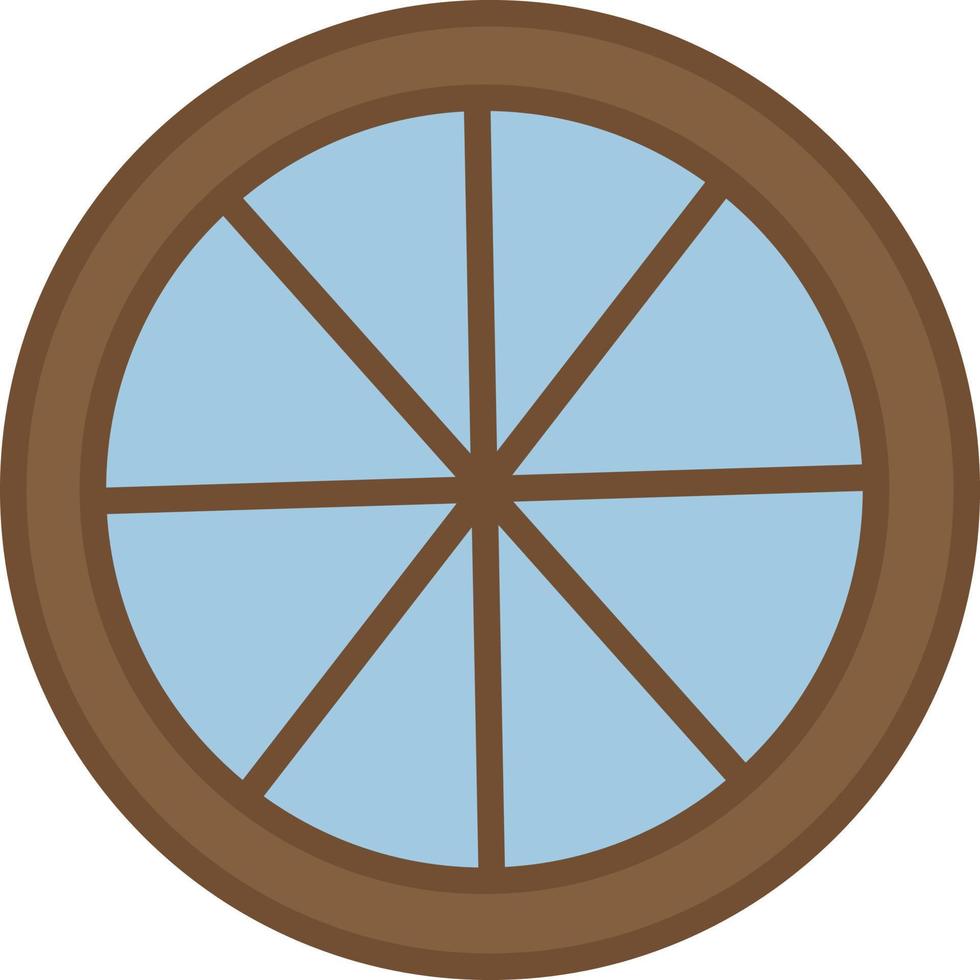 Wooden circle window, illustration, vector, on a white background. vector
