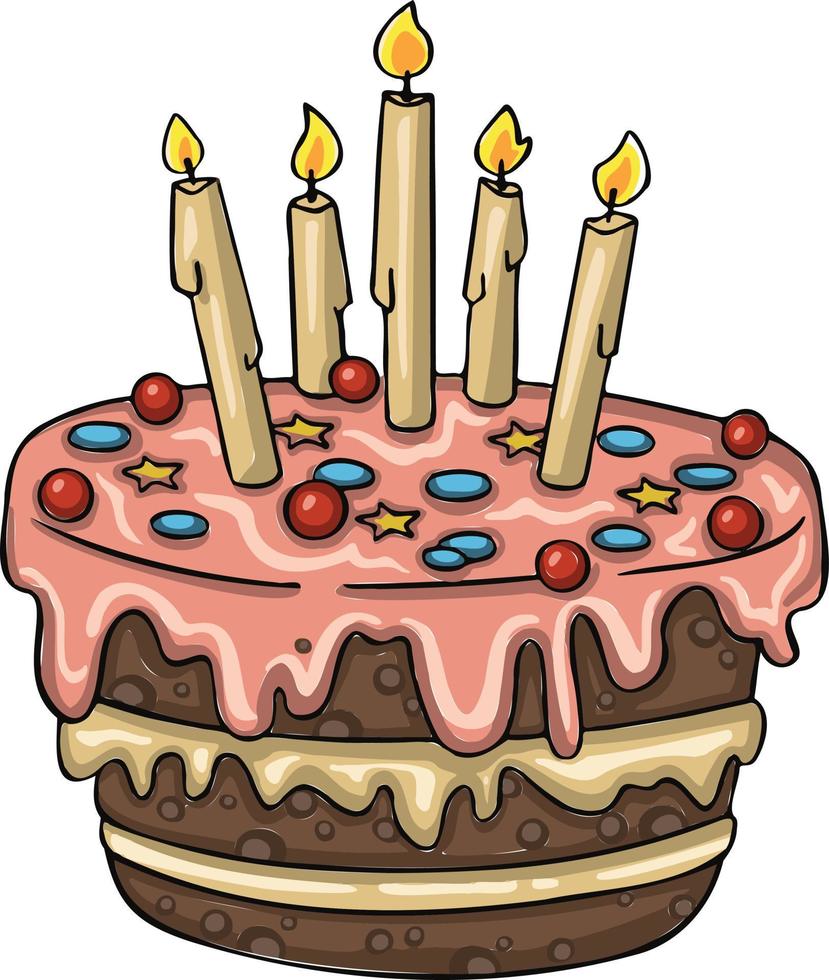 Sweet Festive Birthday Dissert Cake Sign Icon vector